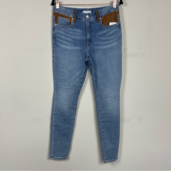 NWT GOOD AMERICAN SUEDE MIX HIGH WAIST GOOD LEGS SKINNY JEANS SIZE 8/29 - Picture 11 of 16